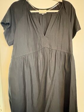 Target Black Midi Dress with V-Neck and Short Sleeves